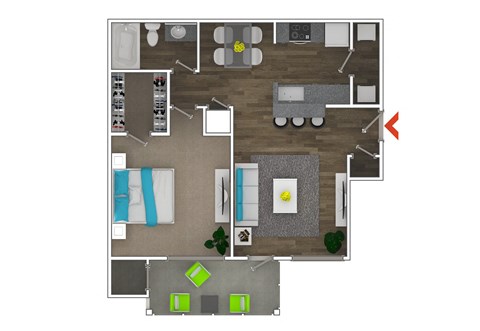 Spacious 1 Bed 1 Bath Floor Plan at Monroe Place Apartments, Atlanta, GA